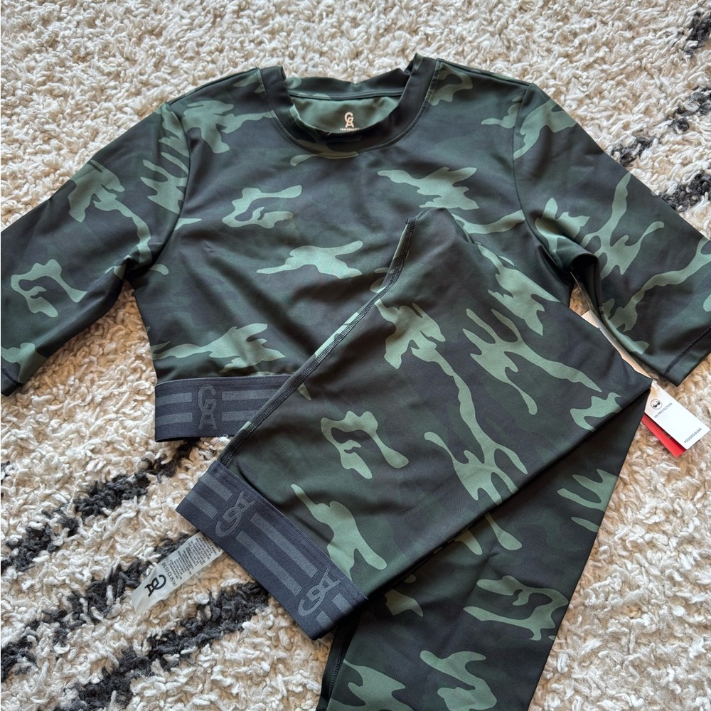 Good American Camouflage Crop Top and Leggings Set